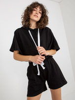 Hurt Czarny letni dresowy komplet basic z bluzą z kapturem