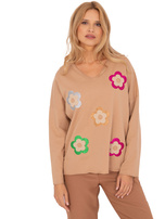 Hurtownia Beżowa luźna bluzka z bawełny