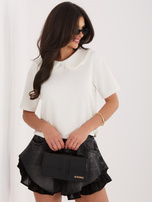 Ecru damska bluzka z ozdobnym kołnierzem