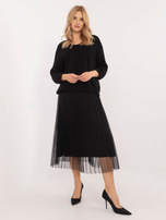 Hurt Czarny elegancki komplet ze swetrem oversize