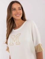 Hurt Ecru dresowa sukienka oversize z krótkim rękawem