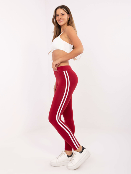 Bordowe bawełniane legginsy BASIC FEEL GOOD