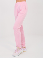 Pastelowy różowy dresowy komplet ze ściąganą talią RUE PARIS  