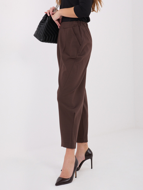 Brązowe spodnie ze zwężaną nogawką RUE PARIS