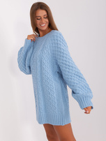 Hurt Jasnoniebieska sukienka dzianinowa z warkoczami