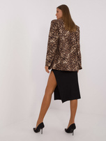 Hurtownia Ciemnobeżowo-czarna marynarka oversize z printem 