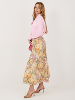 Żółta rozkloszowana spódnica w kwiaty