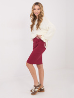 Bordowa dzianinowa spódnica w prążek RUE PARIS 