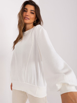 Hurtownia Ecru gładka bluza oversize z bawełny