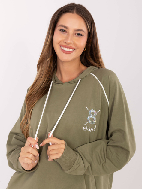 Khaki dresowy komplet z cyrkoniami