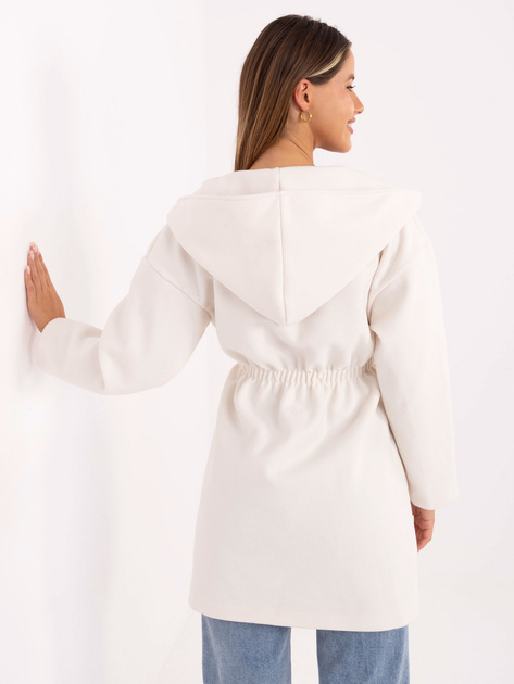 Biały płaszcz z wszytym paskiem RUE PARIS