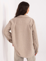 Beżowa koszulowa kurtka z dzianiny boucle RUE PARIS 