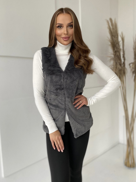 Grafitowa kamizelka futrzana damska Loxxley