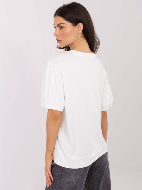 Ecru bluzka basic z krótkim rękawem