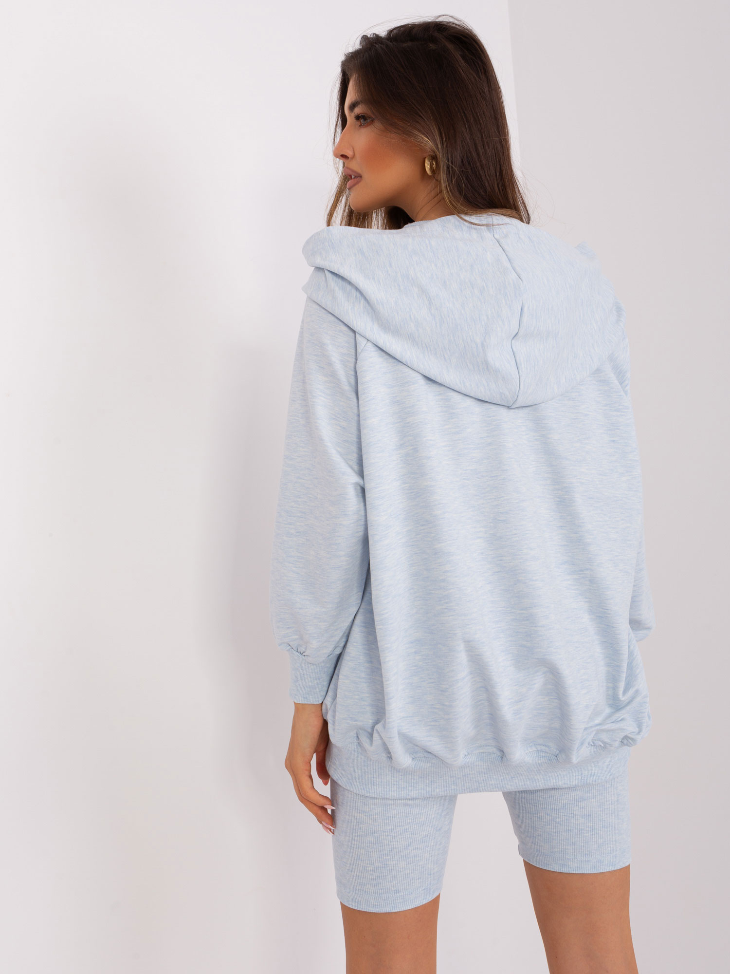 Light blue mélange casual three-piece set with a sweatshirt.