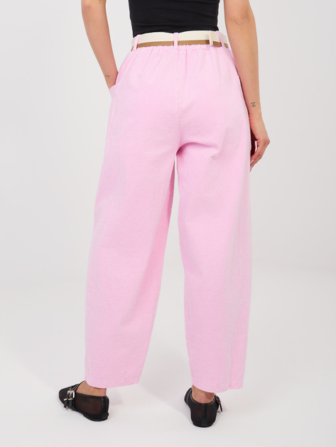 Pastelowe różowe sztruksowe spodnie bez zapięcia