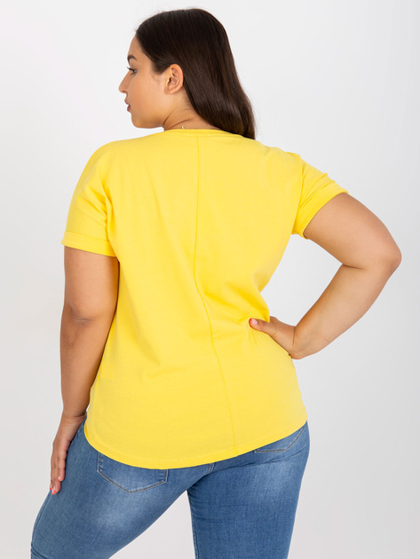 Żółty asymetryczny t-shirt plus size z bawełny