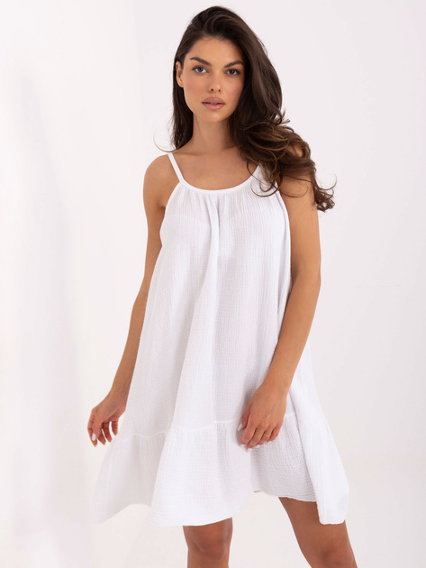 Biała muślinowa sukienka z falbaną OCH BELLA