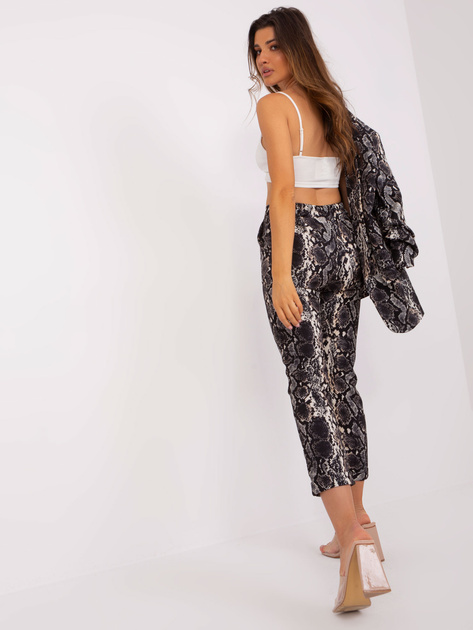 Hurt Czarno-beżowe spodnie z materiału z nogawką 7/8