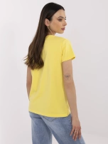 Żółty damski t-shirt z dekoltem V BASIC FEEL GOOD