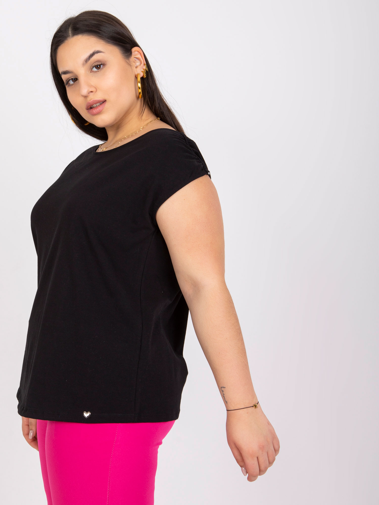 Czarna bluzka plus size z bawełny Penny