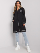 Czarna długa bluza rozpinana z naszywką Lucia RUE PARIS 