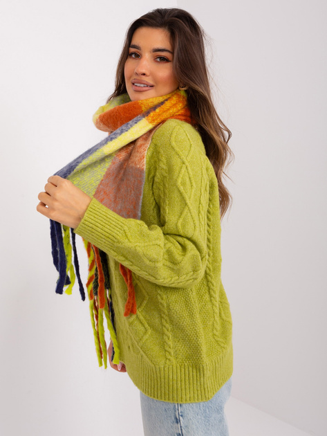 Hurt Granatowo-pomarańczowy szal dzianinowy