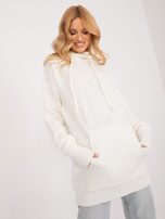 Wholesale Ecru long oversized sweater with a hood.