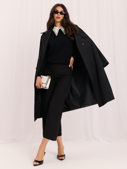 Czarny elegancki sweter z cyrkoniami