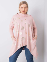Brudnoróżowa bluza plus size z kapturem Aina