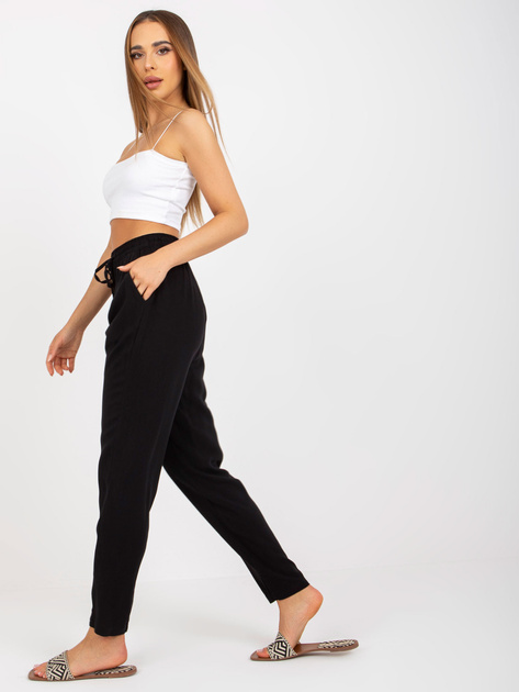 Hurtownia Czarne spodnie z materiału z prostą nogawką SUBLEVEL