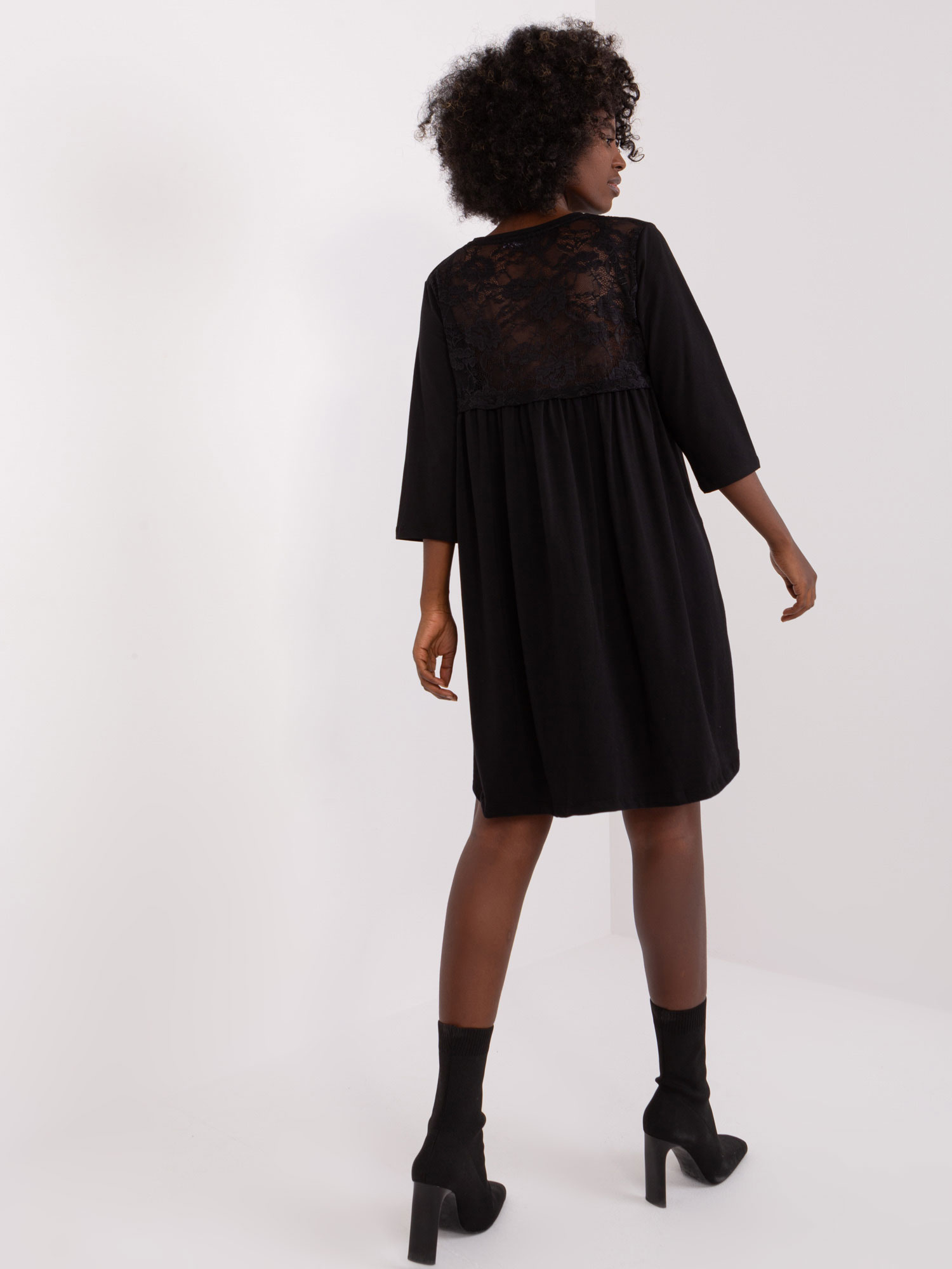 Hurt Schwarzes Kleid mit 3/4-Ärmeln Jamelia RUE PARIS.