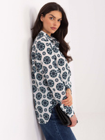 Jasnoszaro-miętowa damska koszula z dłuższym tyłem