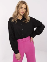 Czarna rozpinan koszula oversize z kieszenią 