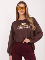 Czekoladowa bluza z haftowanym napisem RUE PARIS