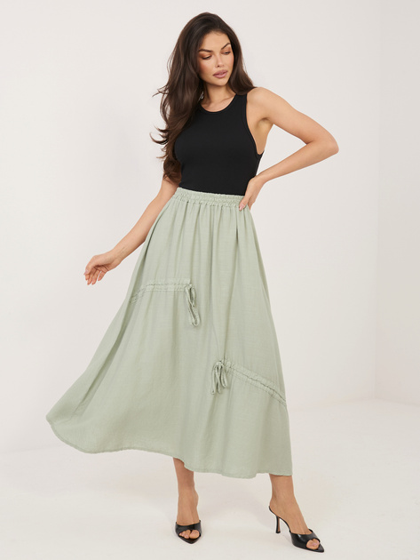 Khaki rozkloszowana spódnica na lato