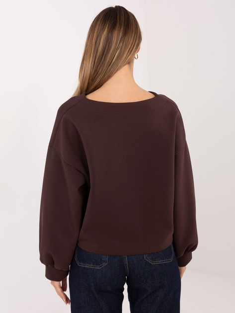 Czekoladowa krótka bluza z dekoltem V