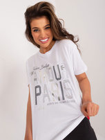 Hurtownia Biały bawełniany t-shirt z nadrukiem