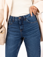 Ciemnoniebieska damskie jeansy straight leg