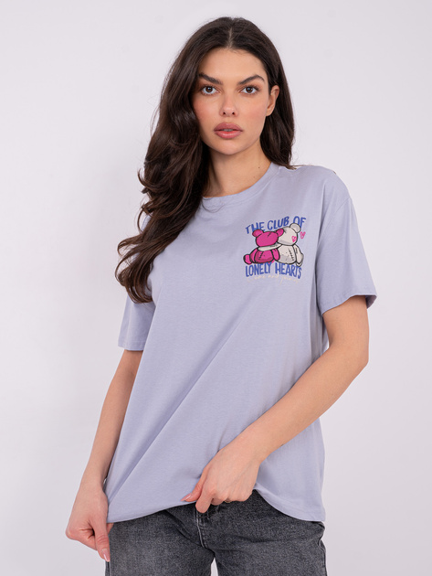 Liliowy damski t-shirt z nadrukiem teddy bear SUBLEVEL