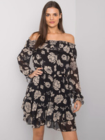 Czarno-beżowa sukienka hiszpanka z falbaną Briannon