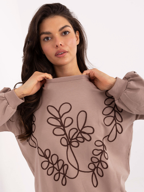 Ciemnobeżowa damska bluza ze ściągaczami