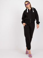 Czarny dresowy komplet basic z bluzą rozpinaną 