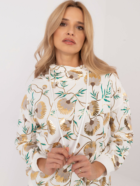 Hurtownia Ecru damska bluza z printem i kapturem