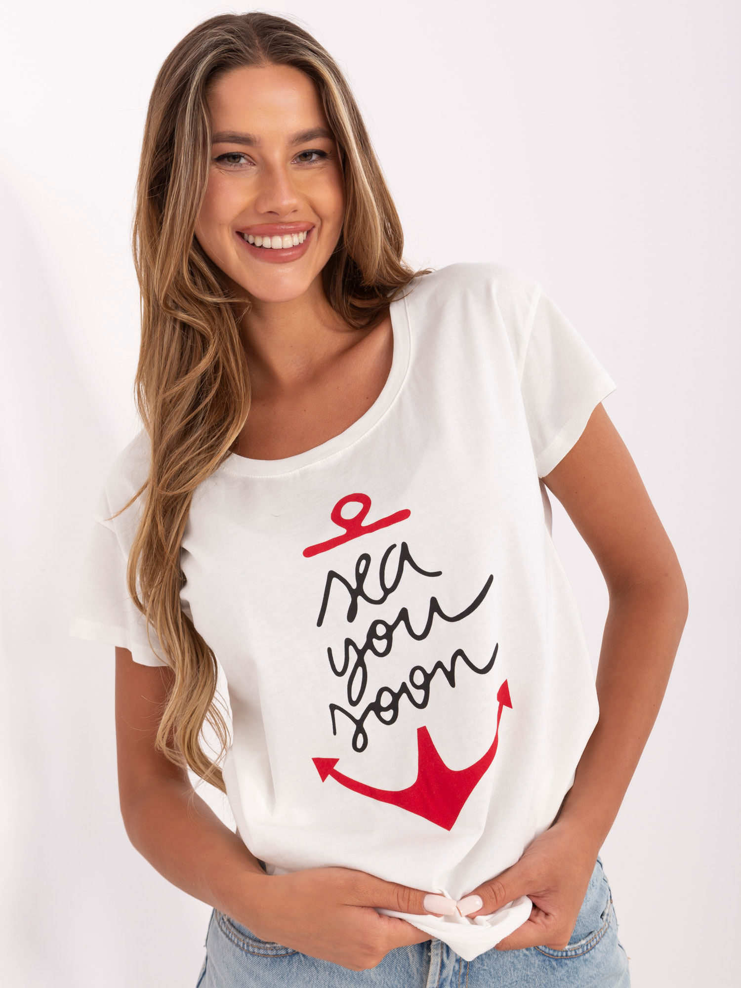Ecru damski t-shirt z napisem Silva