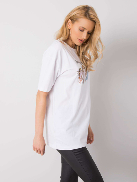 Biały t-shirt z printem Jasmine RUE PARIS