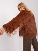 Hurt Ciemnopomarańczowa futrzana kurtka przejściowa bez kaptura