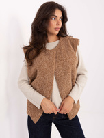 Camelowa kamizelka z włochatej dzianiny RUE PARIS