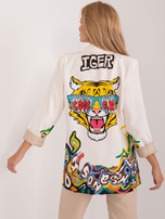 Hurt Cream blazer with a print on the back.