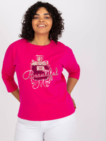 Fuksjowa bluzka plus size z printem Vickey 
